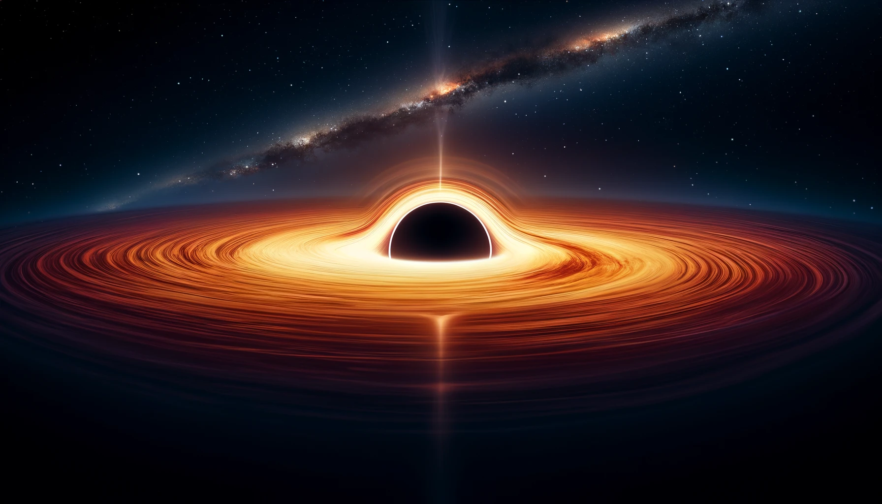 Image of a black hole showing event horizon